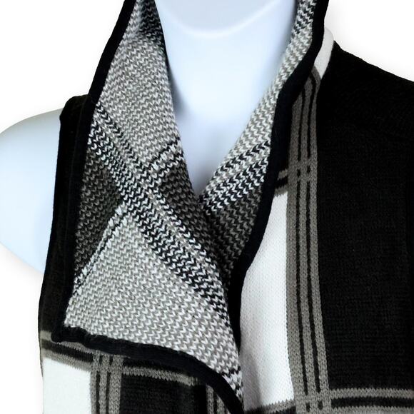 Chico's Black White Patchwork Open Tunic Sweater Vest 16 - Picture 9 of 9